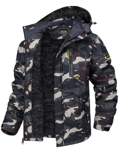 TACVASEN Men's Winter Skiing Jackets Water Resistant Fleece Coats Insulated Thermal Snowboard Jacket Parka Raincoat with Hood