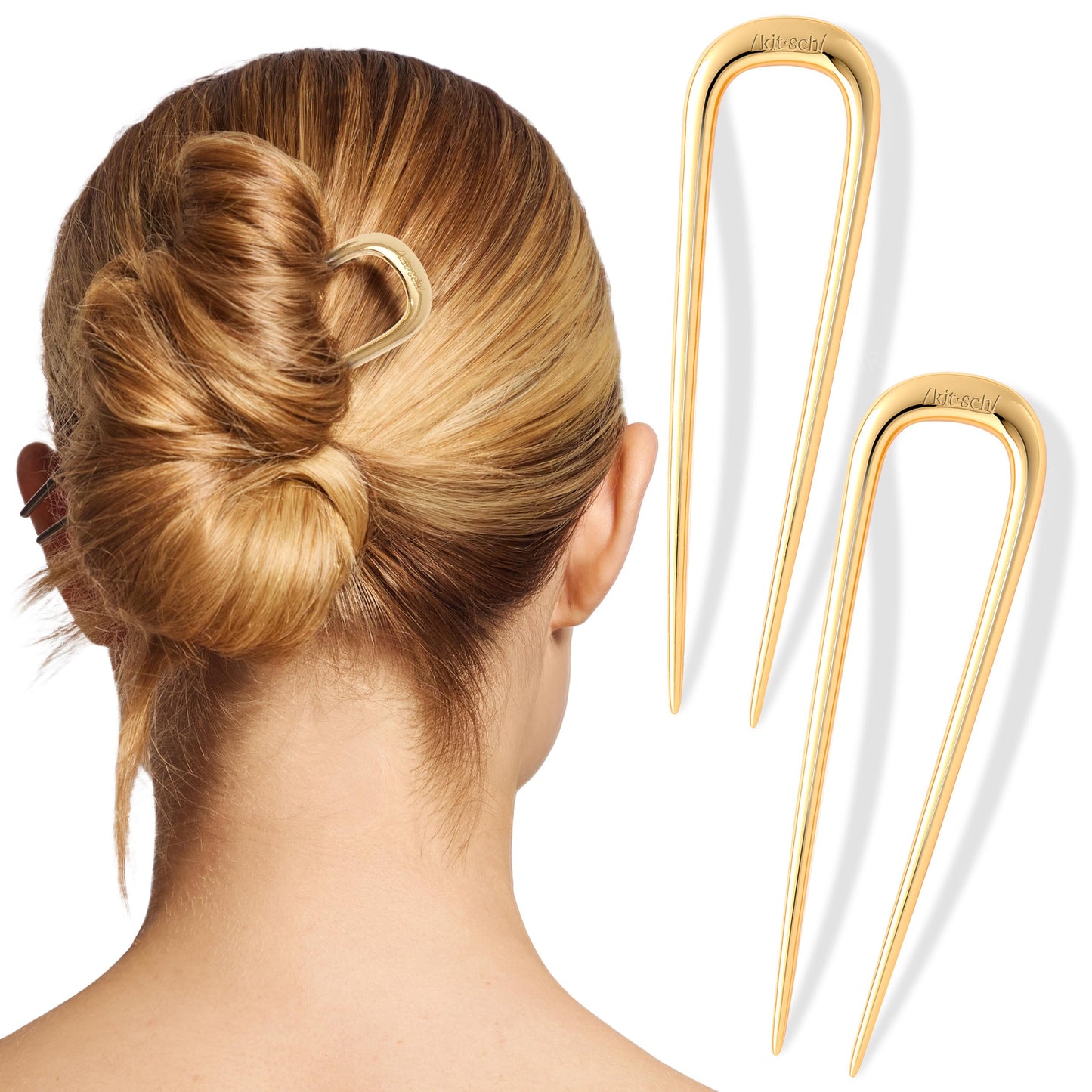 Kitsch Metal French Hair Pin for Women - Elegant Hair Accessories, Ideal for Buns & French Twist, Designed for a Secure, Comfortable Fit | Ideal Gifts for Women - Hematite