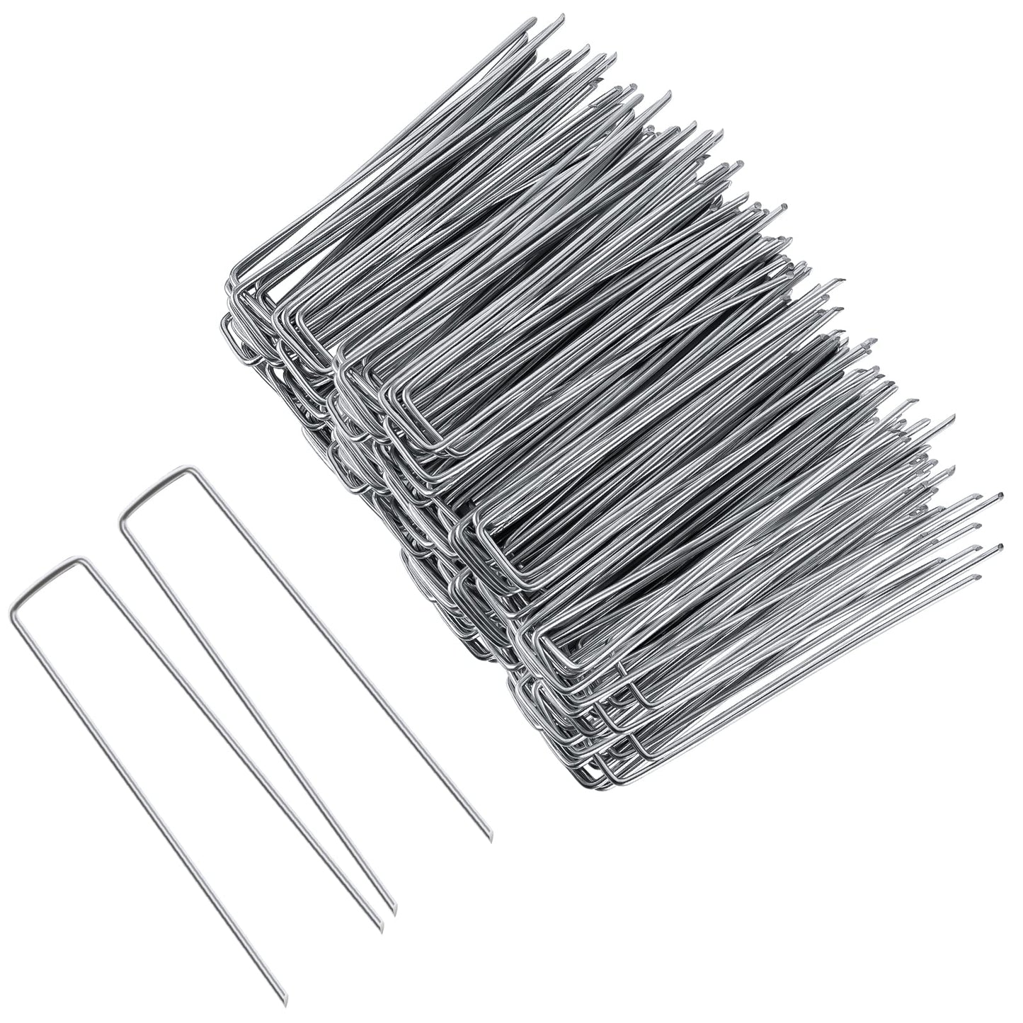 FEED GARDEN 6 Inch 50 Pack Hot-dip Galvanized Landscape Staples Plant Cover Stakes 11 Gauge Tent Stakes Garden Stakes Landscaping Fabric SOD Pins Yard Stakes for Decoration Weed Barrier Fabric