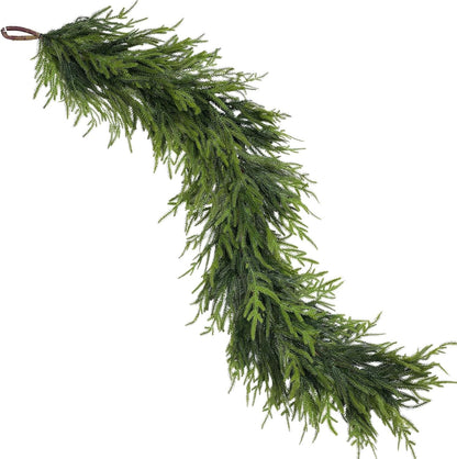 Artificial Norfolk Pine Garland - Faux Christmas Garland Fake Green Garland for Fireplace,Table, Stairs, Mantle, Window,Indoor Outdoor,Home,Holiday Decor (2 PCS,5 FT)