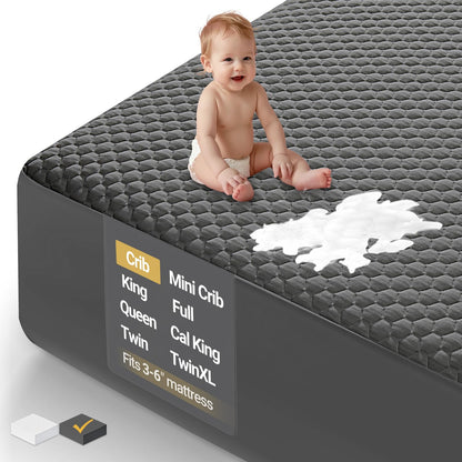 OhGeni 100% Waterproof Mattress Protector, Queen Size Mattress Pad, Fits 6"-20" Mattresses with Deep Pocket, Cooling, Breathable Fitted Sheets, Soft Bed Cover, Noiseless, Machine Washable