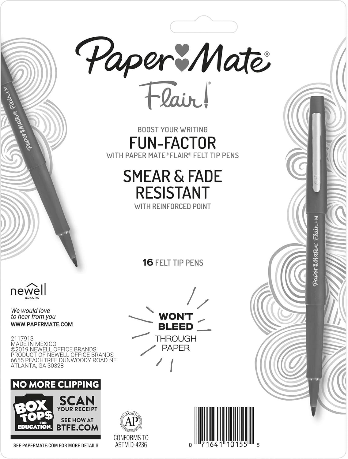 Paper Mate Flair Felt Tip Pens, Medium Point (0.7mm), Assorted Colors, 16 Count