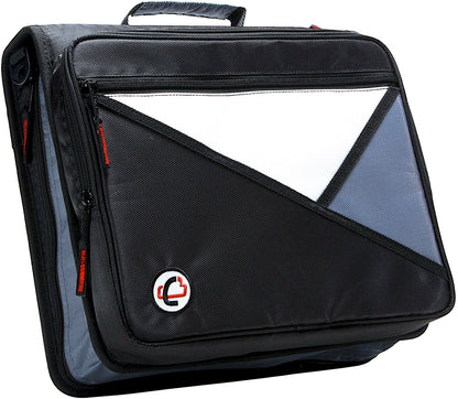 Case-It 2 Inch 3 D-Ring Zipper Binder with Padded Laptop Case Workstation, Shoulder Strap, LT-117, Black