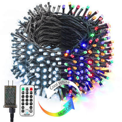 Brizled Christmas Lights, 344.16ft 1000 LED Color Changing Christmas String Lights with Remote, 11 Modes Xmas Tree Light Warm White & Multicolor Xmas Light Green Wire for Home Wedding Party