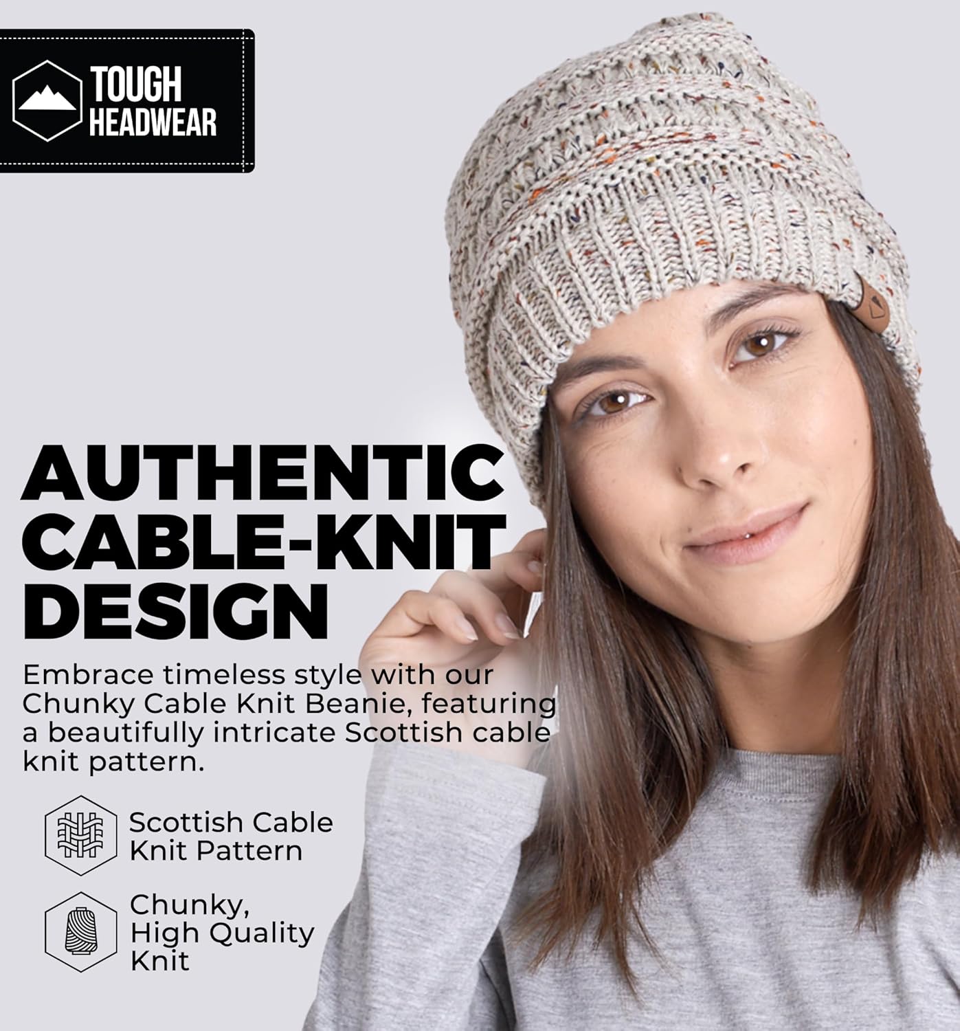 Tough Headwear Womens Winter Hat - Warm Chunky Cable Knit Beanies - Winter Beanie Hats for Women Cold Weather - Beanies Women