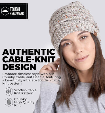 Tough Headwear Womens Winter Hat - Warm Chunky Cable Knit Beanies - Winter Beanie Hats for Women Cold Weather - Beanies Women