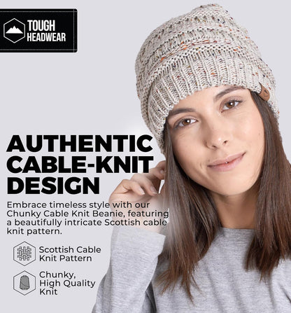 Tough Headwear Womens Winter Hat - Warm Chunky Cable Knit Beanies - Winter Beanie Hats for Women Cold Weather - Beanies Women