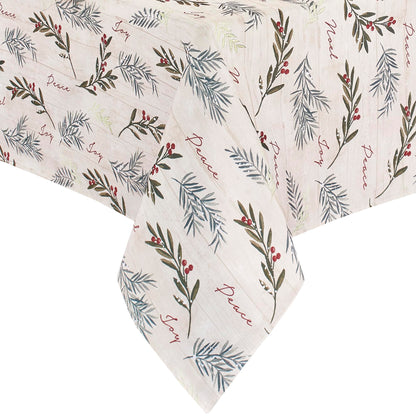 Elrene Home Fashions Holiday Tree Trimmings Wrinkle Resistant Fabric Christmas Tablecloth, 60"X84", Oval