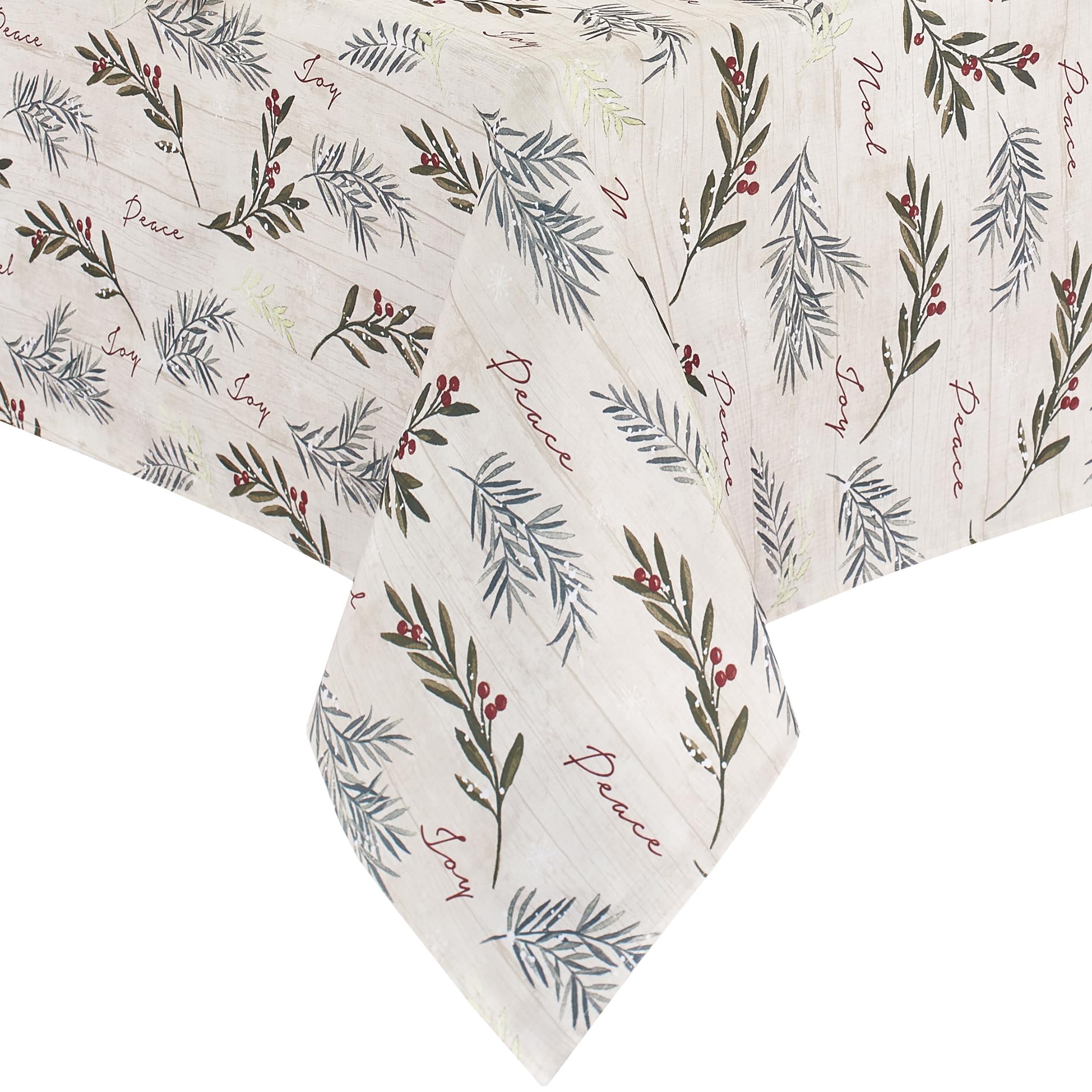 Elrene Home Fashions Holiday Tree Trimmings Wrinkle Resistant Fabric Christmas Tablecloth, 60"X84", Oval