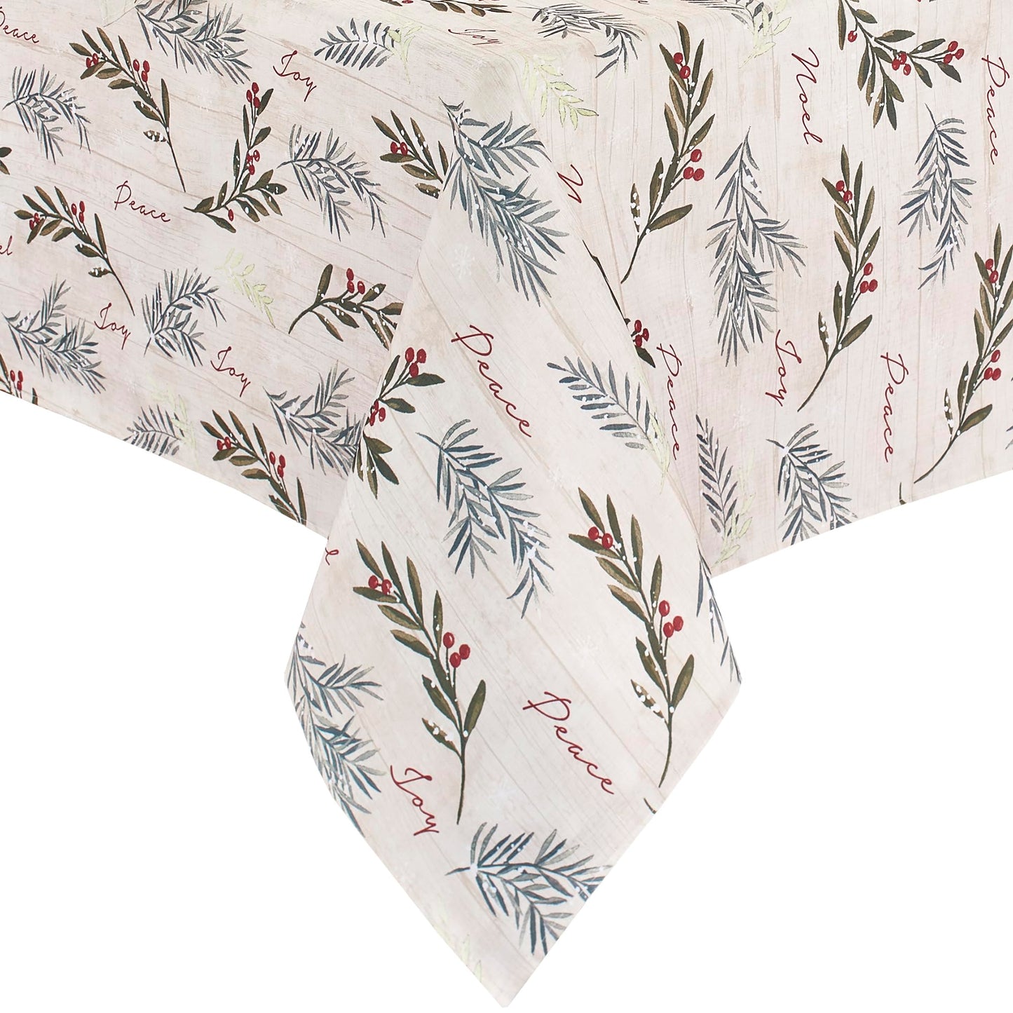 Elrene Home Fashions Holiday Tree Trimmings Wrinkle Resistant Fabric Christmas Tablecloth, 60"X84", Oval