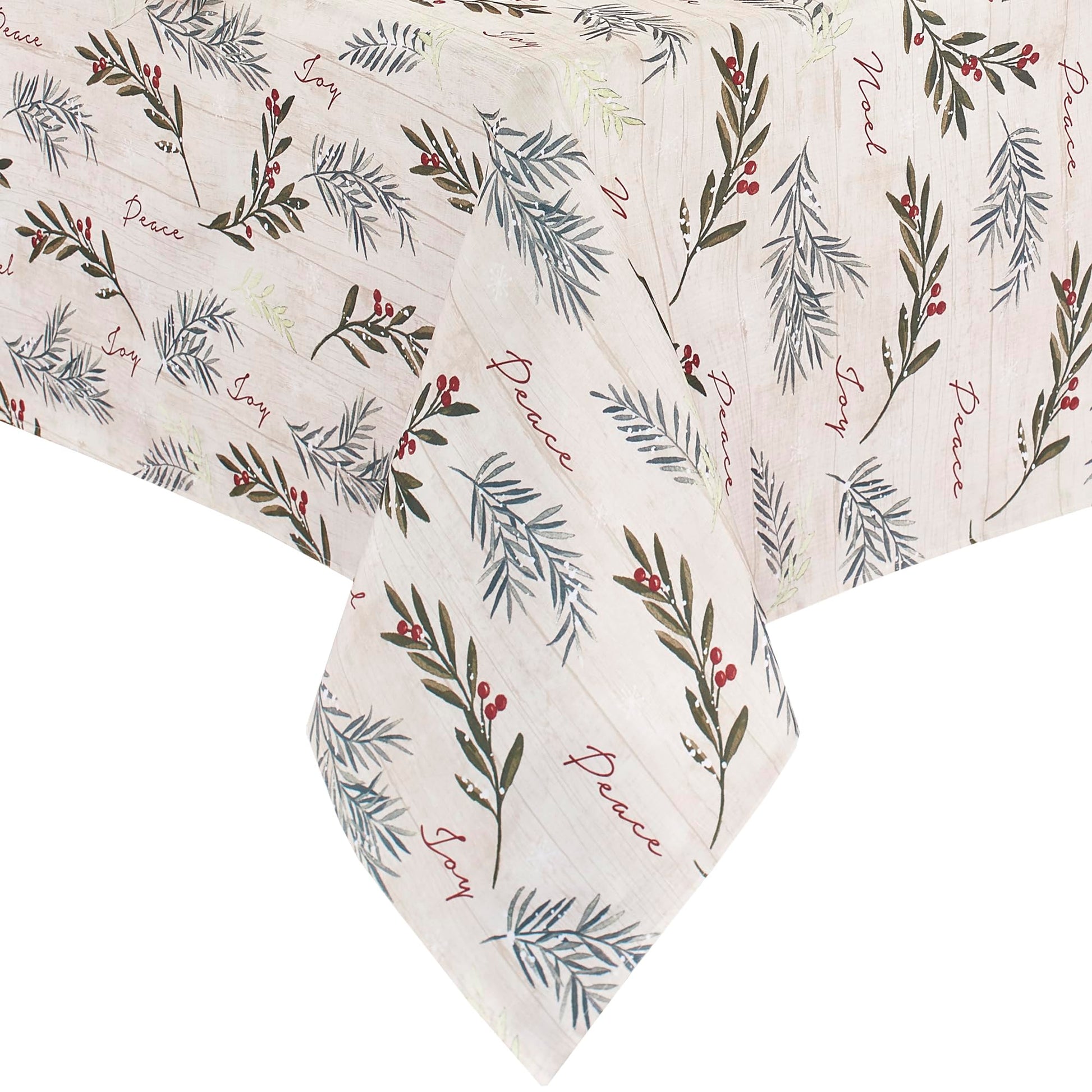 Elrene Home Fashions Holiday Tree Trimmings Wrinkle Resistant Fabric Christmas Tablecloth, 60"X84", Oval