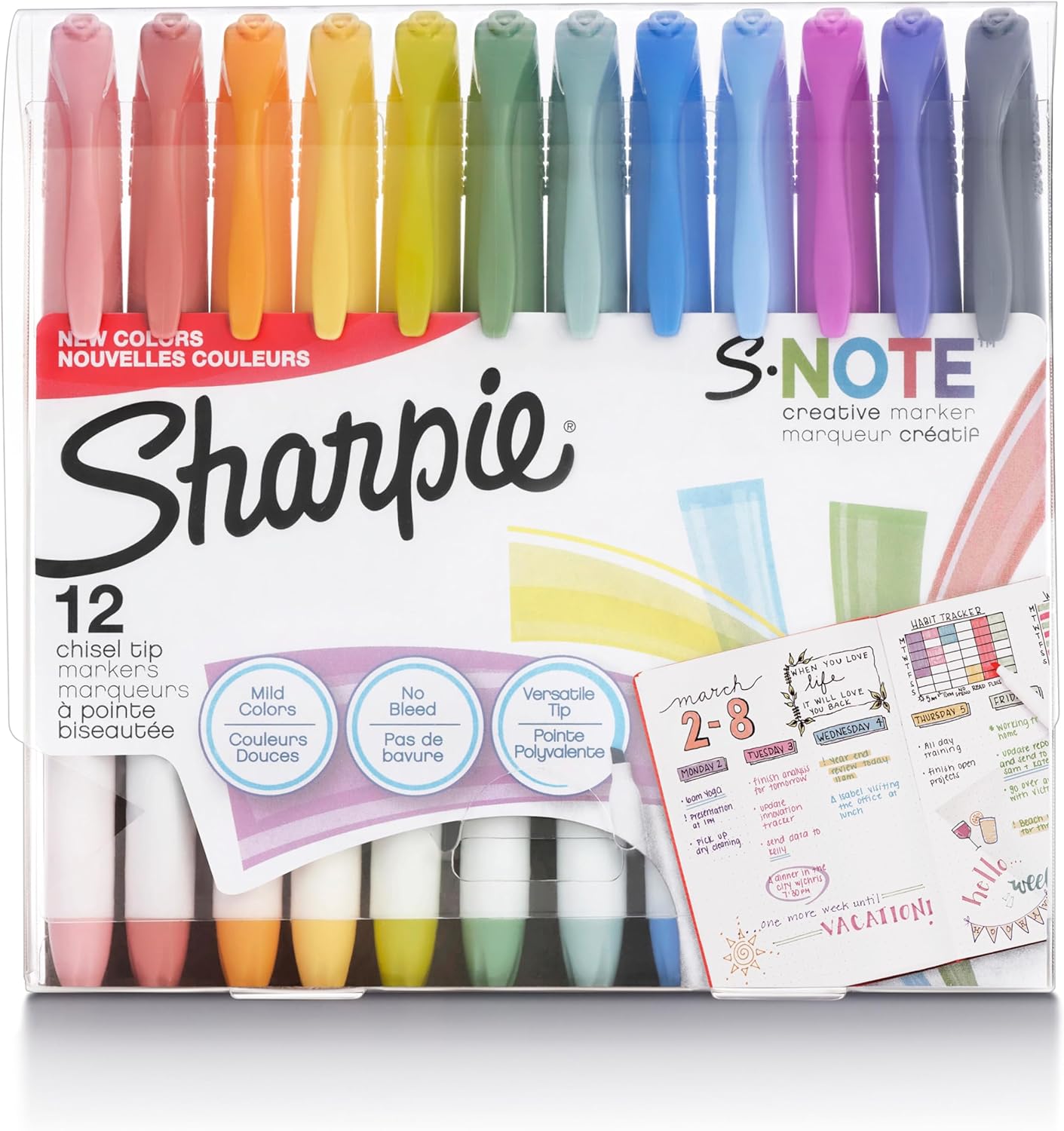 Sharpie S-Note Creative Markers Pastel Highlighters Art Marker Set Assorted Colors Chisel Tip 12 Count