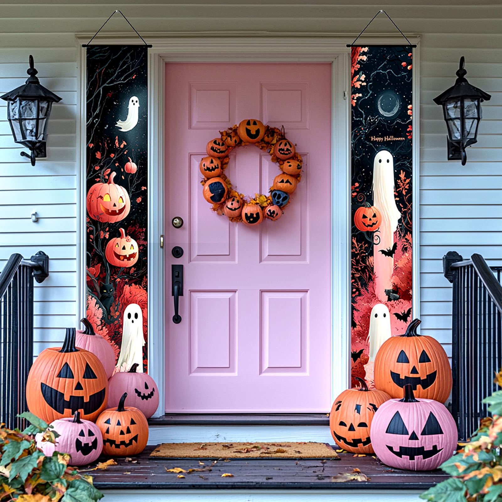 Halloween Decor Decorations Outdoor Indoor, Happy Halloween Banners Porch Signs for Front Door Outside Yard Garland Party Supplies (5)