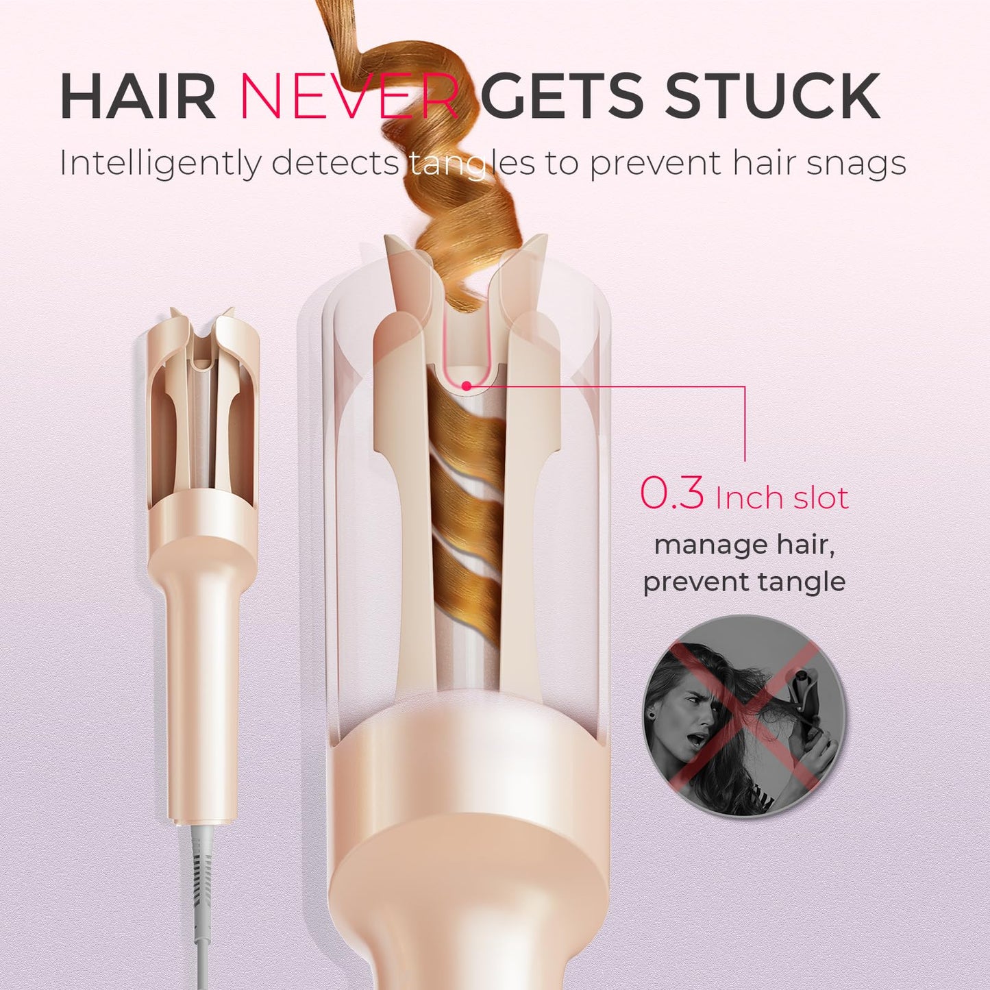 TYMO Automatic Rotating Curling Iron - TYMO CURLPRO Beach Waves Curling Wand, Portable Hair Curler, 500 Million Ionic, Dual Voltage & Lightweight for Travel, Ceramic Coating, 1 1/4 Inch, Metallic Gray