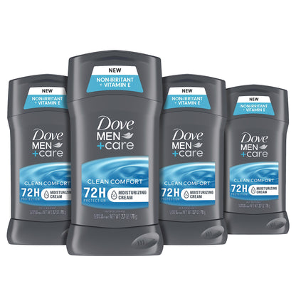 Dove Men + Care Antiperspirant Deodorant, 72hr Sweat & Odor Protection, Vitamin E, Triple Moisturizer, 4 Pack