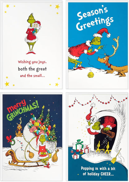 Hallmark Dr. Seuss Grinch Boxed Christmas Card Assortment (24 Cards and 24 Envelopes) Cindy Lou Who, Max the Dog, Merry Grinchmas