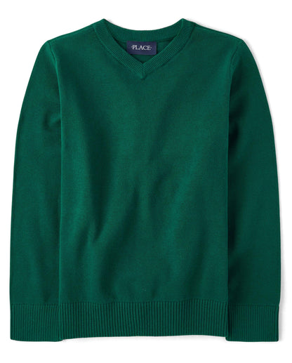 The Children's Place Boys' Long Sleeve V-Neck Pullover Sweater
