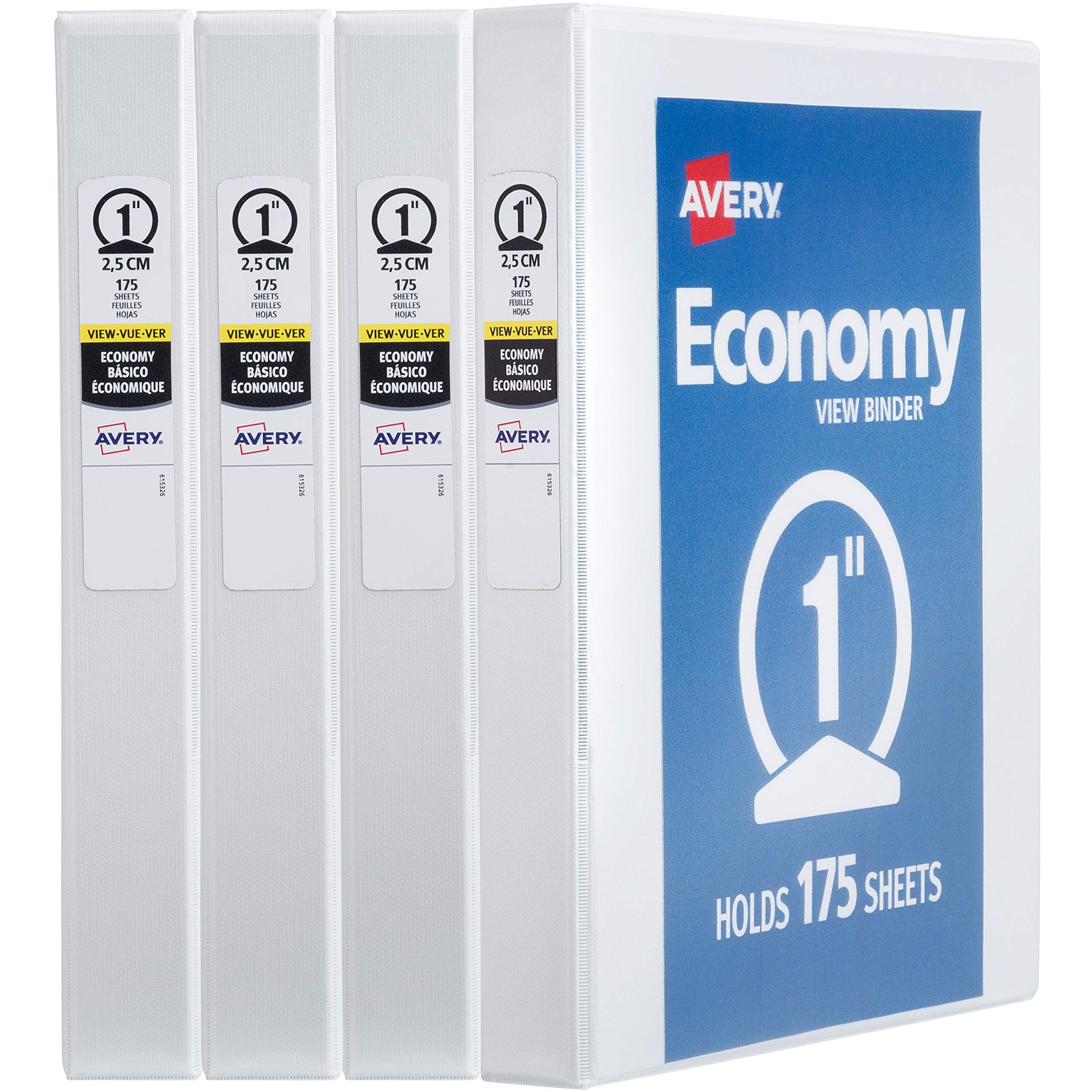 Avery Economy View 3 Ring Binder 1/2 Inch Round Rings, 1 White Binder (05706)