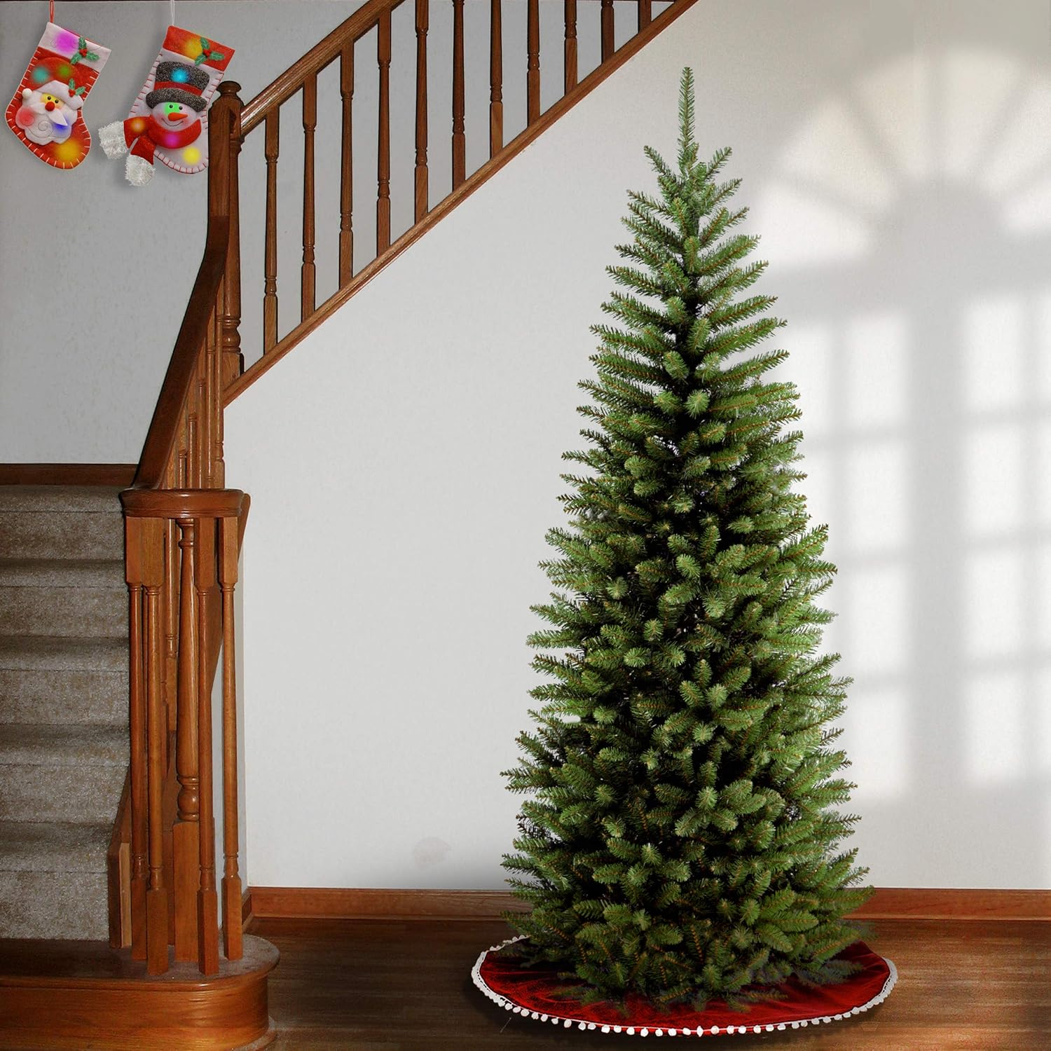 National Tree Company 6 ft Unlit Kingswood Fir Slim Artificial Christmas Tree, 629 Tips, Includes Stand, Green