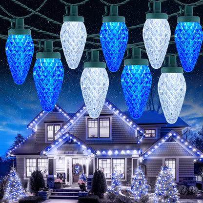 C9 Christmas Lights Outdoor, 114 Feet 150 LED C9 String Lights with Timer & 8 Light Modes, Waterproof Commercial Grade Connectable Christmas Tree Lights for Indoor Outside Roofline Patio, Multicolor