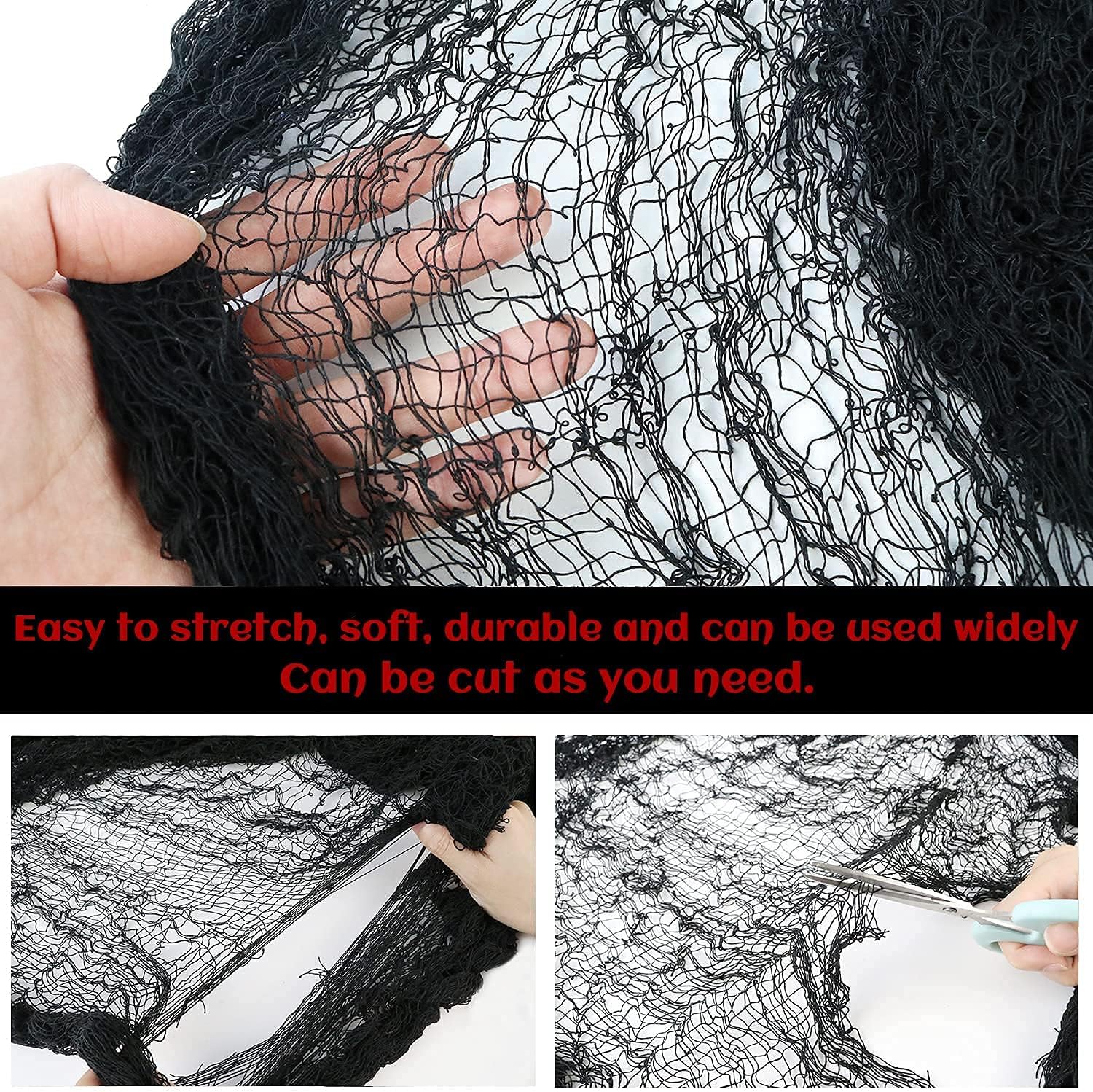 Set of 5 Halloween Creepy Gauze Cloth Decoration, Indoor Outdoor Black Scary Halloween Gauze Tapestry Decor, Spooky Decorations for Home Wall Yard Haunted House Party Supplies, 72 x 30 inch