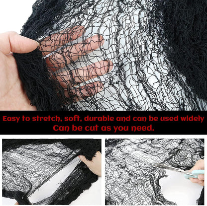 Set of 5 Halloween Creepy Gauze Cloth Decoration, Indoor Outdoor Black Scary Halloween Gauze Tapestry Decor, Spooky Decorations for Home Wall Yard Haunted House Party Supplies, 72 x 30 inch