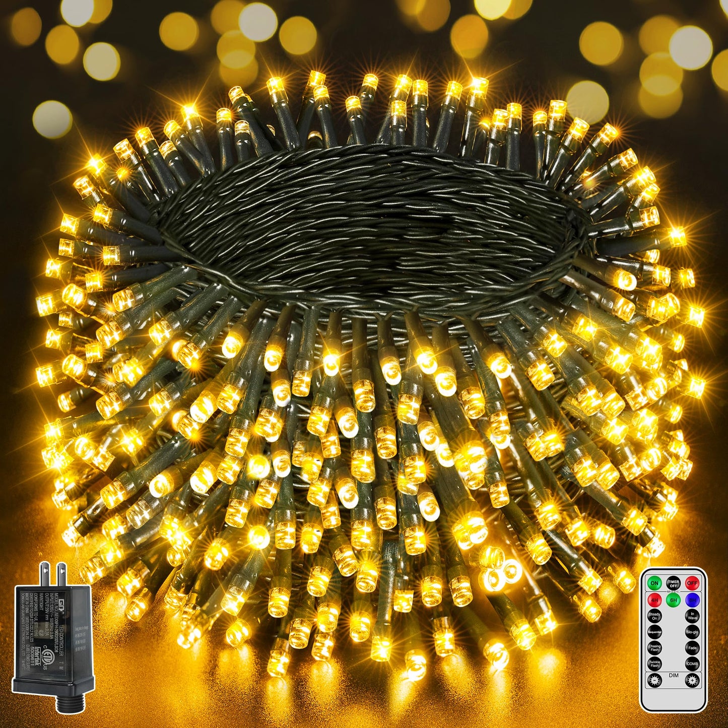 500 LED 164 FT Christmas Lights, Waterproof Outdoor String Lights with Remote and Timer, Christmas Tree Lights with 8 Modes Dimmable, Fairy Lights for Holiday Decor (Red and Green)