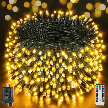 500 LED 164 FT Christmas Lights, Waterproof Outdoor String Lights with Remote and Timer, Christmas Tree Lights with 8 Modes Dimmable, Fairy Lights for Holiday Decor (Red and Green)