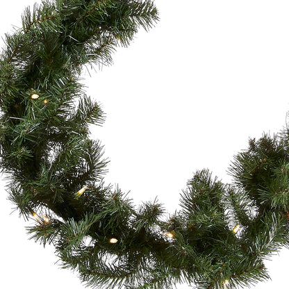 National Tree Company 9 ft Pre-Lit North Valley Spruce Artificial Christmas Garland, Christmas Decoration with 50 LED Lights, 200 Tips, 10 Light Functions, Timer, Green