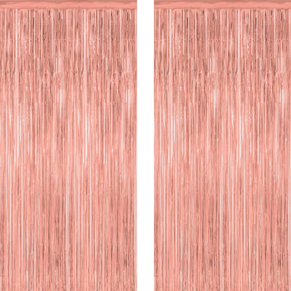 2 Pack Halloween Backdrop, 3.28 FT x 7.05 FT Foil Fringe Curtains, Orange Purple Black Party Streamer Tinsel Backdrop Curtains, Halloween Decorations Door Decor Photo Props Party Supplies