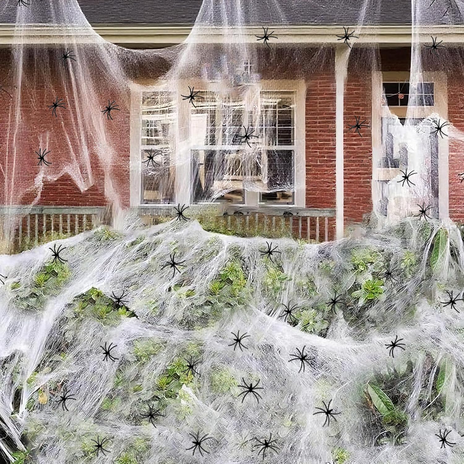 1000 sqft Halloween Spider Webs Decorations with 120 Extra Fake Spiders, Super Stretchy Cobwebs for Halloween Decor Indoor and Outdoor