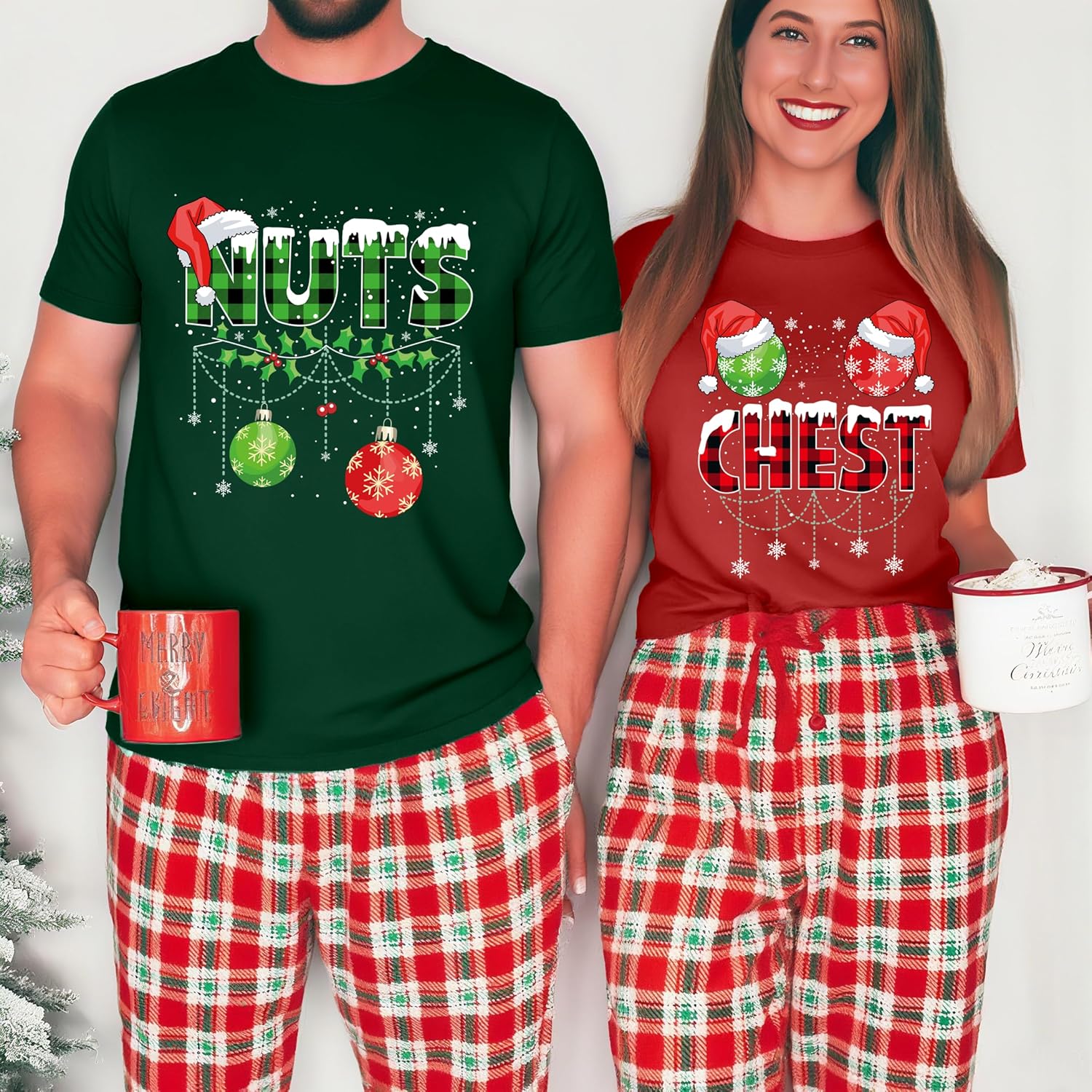 Christmas Couples Shirts Merry Christmas Family Matching Xmas Outfits Funny Holiday Graphic Pajamas Tees Top