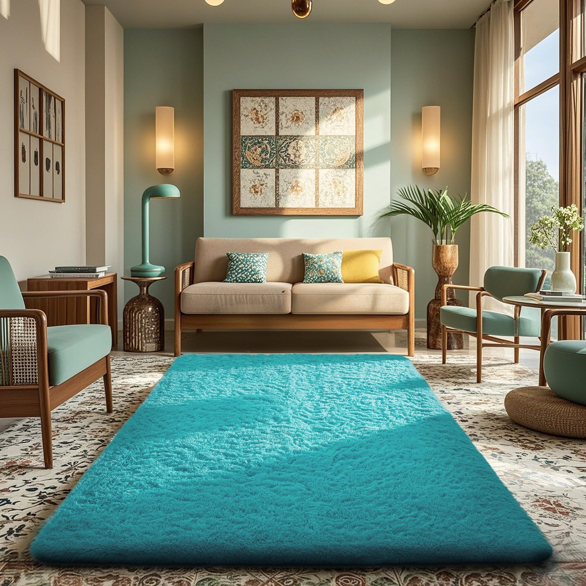 Ophanie Area Rugs for Bedroom Living Room, Grey Fluffy Fuzzy Shag Shaggy Soft Plush Carpet, 4x6 Indoor Floor Gray Rug for Kids Home Dorm Decor Aesthetic