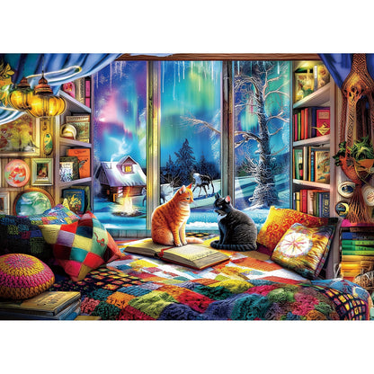 Christmas 500 Piece Jigsaw Puzzles for Adults Holiday Scene Puzzle with Letters on Back Festive Tree Stockings Fireplace Scene Fun Family Puzzles Gift for Adults Seniors（20" x 20"）