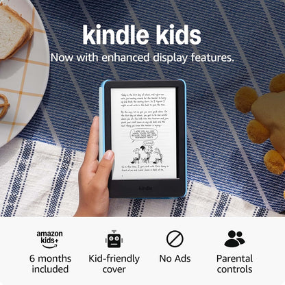 Amazon Kindle Kids 16GB (newest model) - If it breaks, we will replace it, includes ad-free books and cover, with glare-free display, faster page turns - Ocean Explorer
