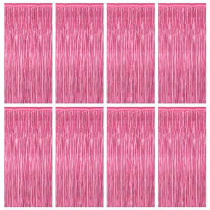 2 Pack Halloween Backdrop, 3.28 FT x 7.05 FT Foil Fringe Curtains, Orange Purple Black Party Streamer Tinsel Backdrop Curtains, Halloween Decorations Door Decor Photo Props Party Supplies