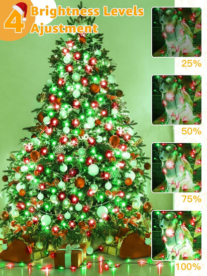 500 LED 164 FT Christmas Lights, Waterproof Outdoor String Lights with Remote and Timer, Christmas Tree Lights with 8 Modes Dimmable, Fairy Lights for Holiday Decor (Red and Green)