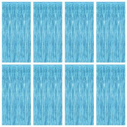 2 Pack Halloween Backdrop, 3.28 FT x 7.05 FT Foil Fringe Curtains, Orange Purple Black Party Streamer Tinsel Backdrop Curtains, Halloween Decorations Door Decor Photo Props Party Supplies