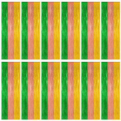 2 Pack Halloween Backdrop, 3.28 FT x 7.05 FT Foil Fringe Curtains, Orange Purple Black Party Streamer Tinsel Backdrop Curtains, Halloween Decorations Door Decor Photo Props Party Supplies