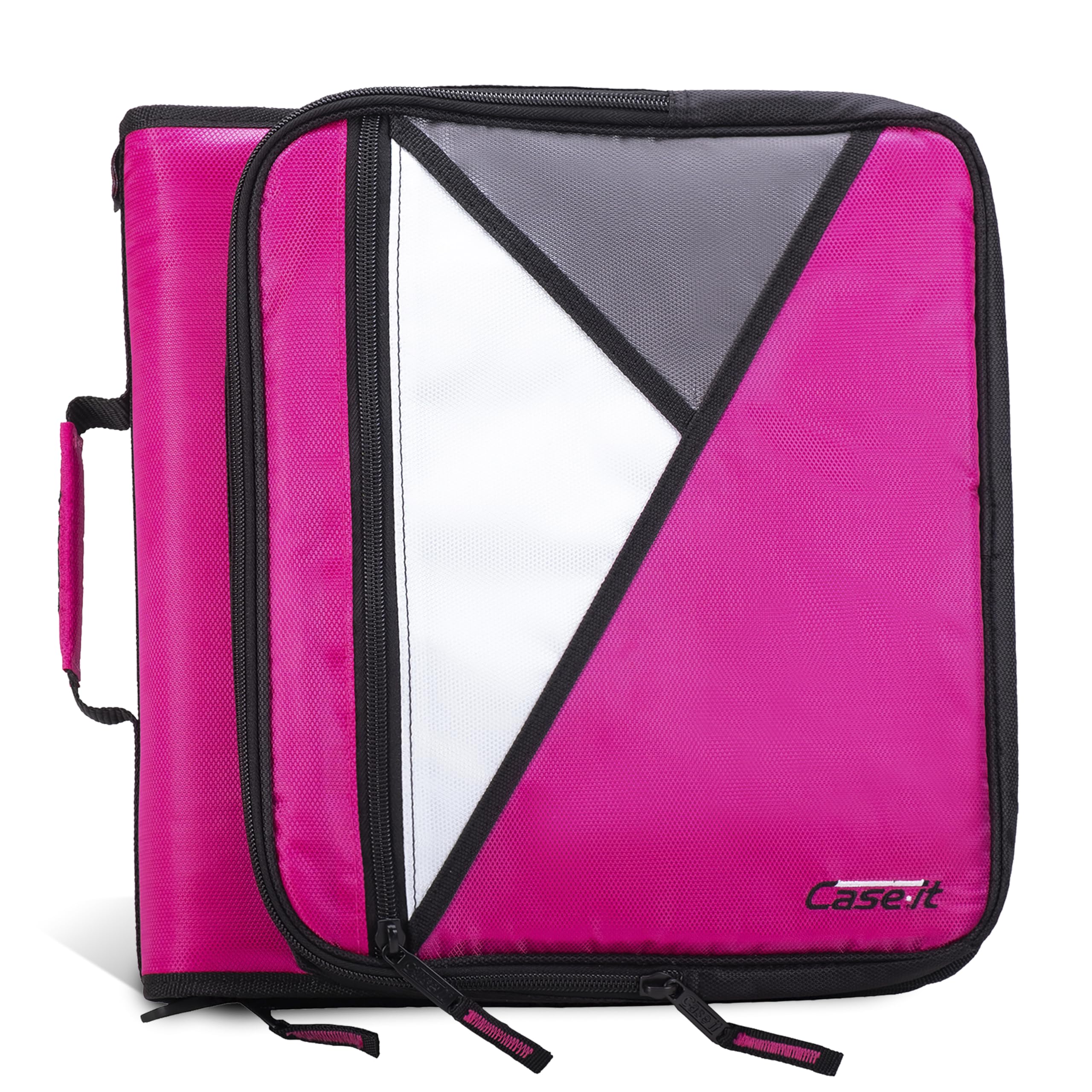 Case-It 2 Inch 3 D-Ring Zipper Binder with Padded Laptop Case Workstation, Shoulder Strap, LT-117, Black