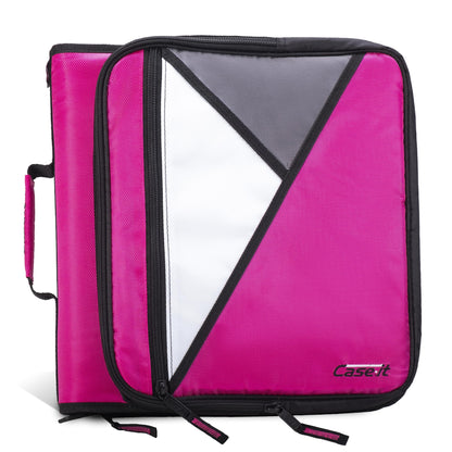 Case-It 2 Inch 3 D-Ring Zipper Binder with Padded Laptop Case Workstation, Shoulder Strap, LT-117, Black