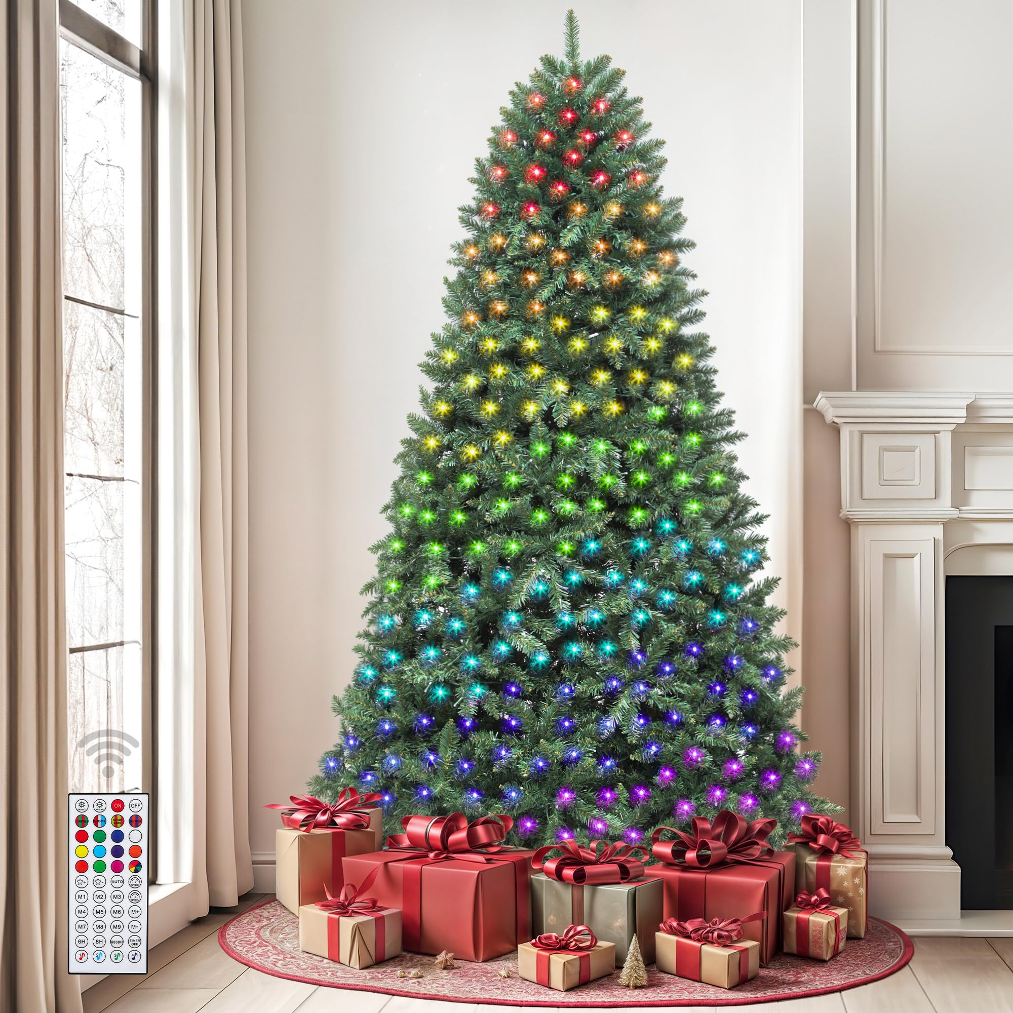 DWVO 6ft Pre-lit Black Christmas Tree with Lights, Prelit Halloween ChristmasTtrees with 818 Tips & 250 UL Listed Lights, Automatic Branches & Easy Assembly with Remote Control for Home Party