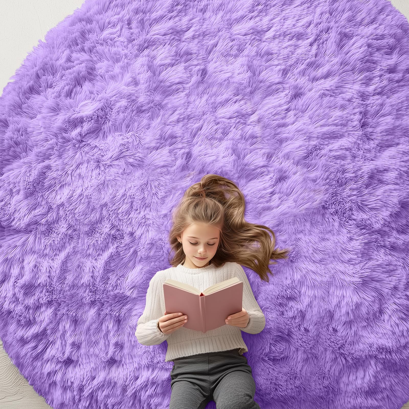 OLANLY Area Rugs for Living Room Bedroom, Machine Washable 4x5.9 ft Soft Fluffy Shaggy Bedside Rug, Indoor Floor Carpet for Kids Girls and Boys, Dorms, Nursery Rooms, Home Decor Aesthetic, Grey