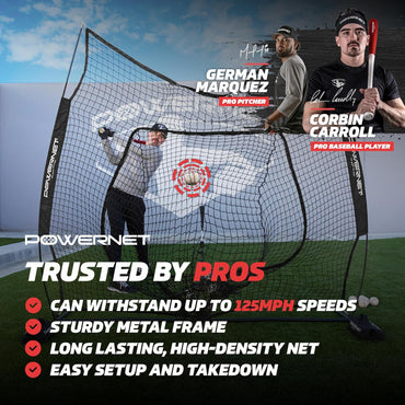 PowerNet Baseball Softball Practice Net 7x7 with Baseball Accessories for Practice Pitching, Batting & Fielding, Ball Caddy, Weighted Baseballs, Tee