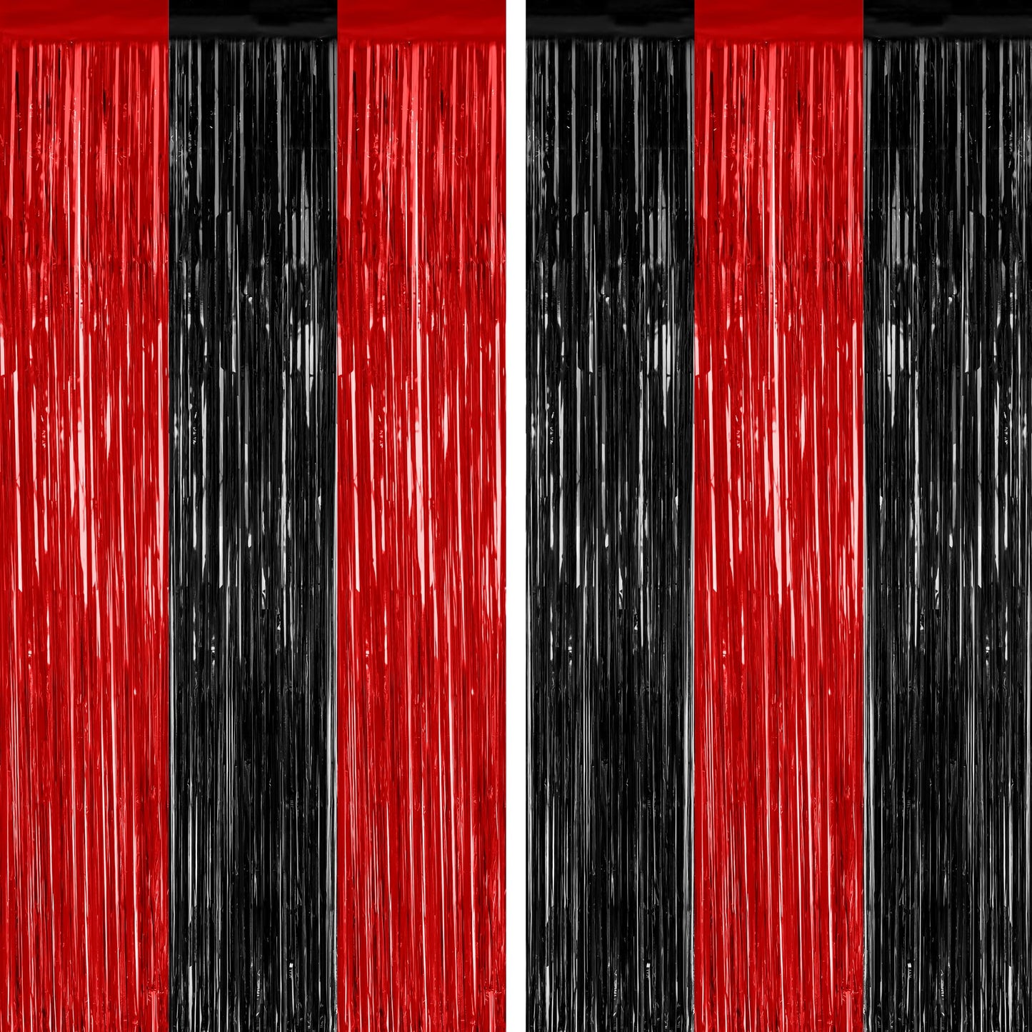 2 Pack Halloween Backdrop, 3.28 FT x 7.05 FT Foil Fringe Curtains, Orange Purple Black Party Streamer Tinsel Backdrop Curtains, Halloween Decorations Door Decor Photo Props Party Supplies