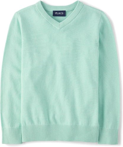 The Children's Place Boys' Long Sleeve V-Neck Pullover Sweater
