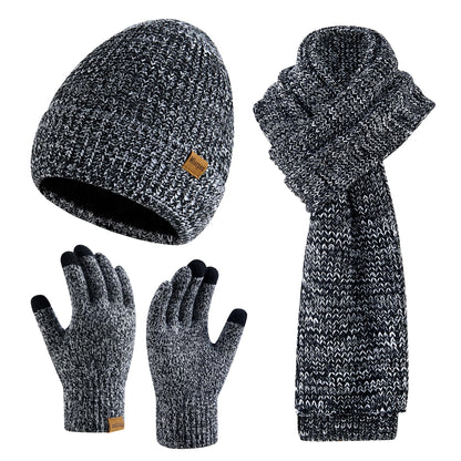 Mens Winter Beanie Hat Touchscreen Gloves Long Scarf 3 Set with Warm Fleece Lined Knit Cap Scarves for Men Women