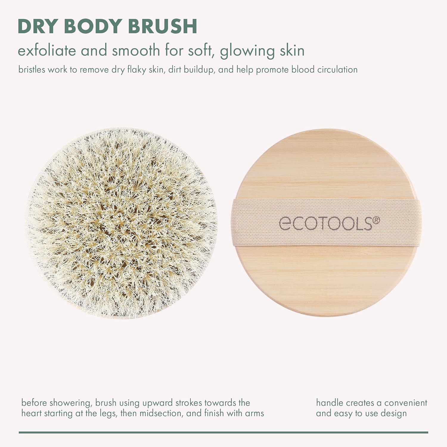 EcoTools Dry Body Brush, Cruelty-Free Bristles Exfoliate & Smooth Skin, Dry Brushing Removes Dry Skin, May Help Improve Circulation & Skin Tone, Eco-Friendly Skincare Tool, Vegan, 1 Count