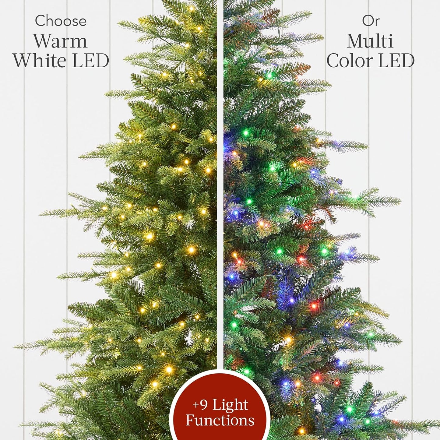 Best Choice Products Full Aspen Christmas Tree, 6ft Pre-lit Realistic Noble Fir w/ 450 Glowing Micro LED Lights, 2-in-1 White & Multicolor