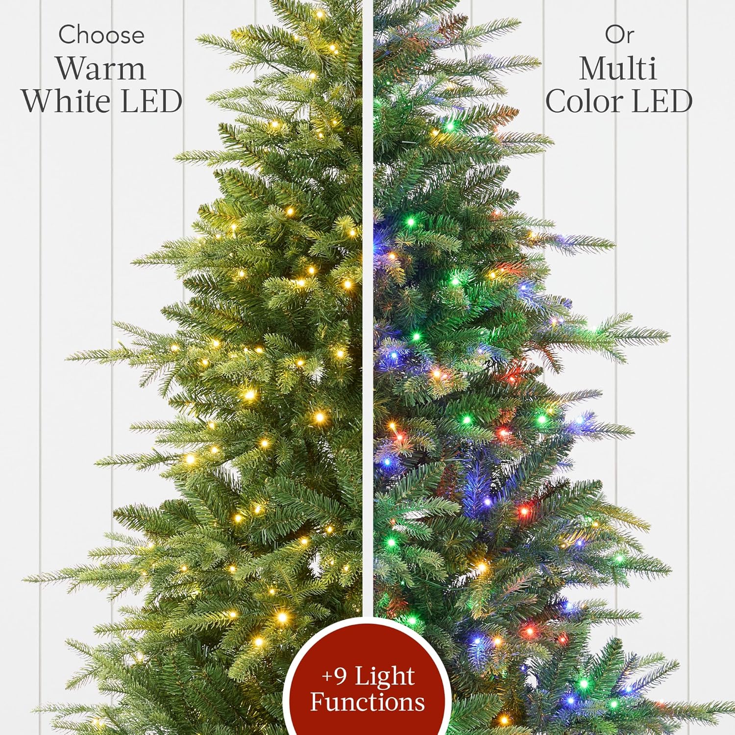 Best Choice Products Full Aspen Christmas Tree, 6ft Pre-lit Realistic Noble Fir w/ 450 Glowing Micro LED Lights, 2-in-1 White & Multicolor